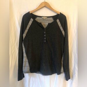 Women's Lucky Brand, Charcoal Gray Henley Top